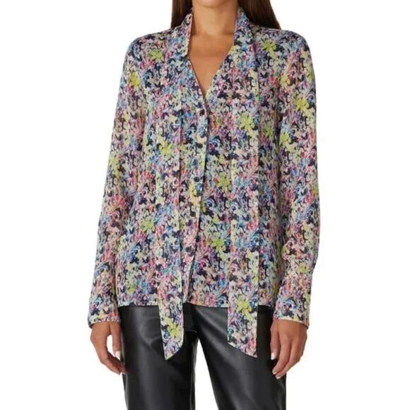 Jason Wu x RTR Pink Multi Floral Blouse Size 2 - Picture 1 of 6